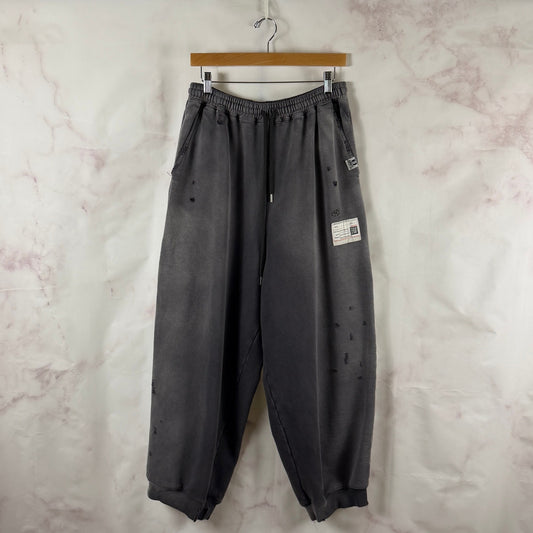 Miharayasuhiro Wide Distressed Faded Grey Sweatpants