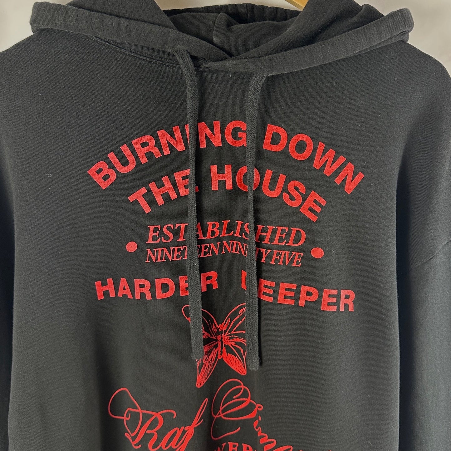 Raf Simons A/W19 'Burning Down The House' Black/Red Hoodie
