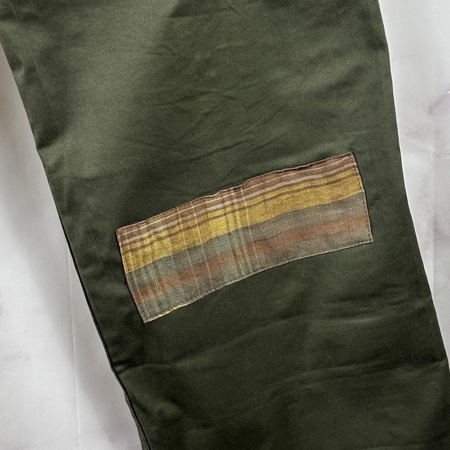 Kiriko Made Green Officer Patchwork Chino Pants