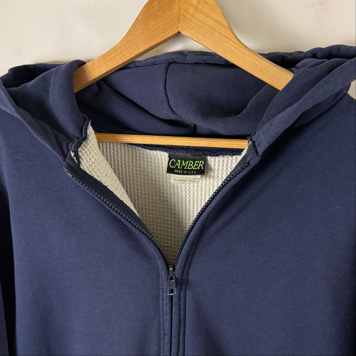 Vintage Camber Blue Thermal Zip-Up Hoodie