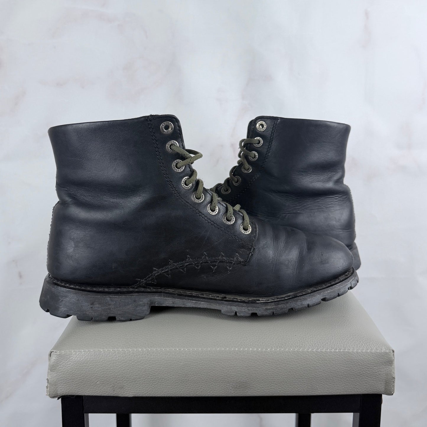 Harley-Davidson Black Leather Skull Patch Motorcycle Boots
