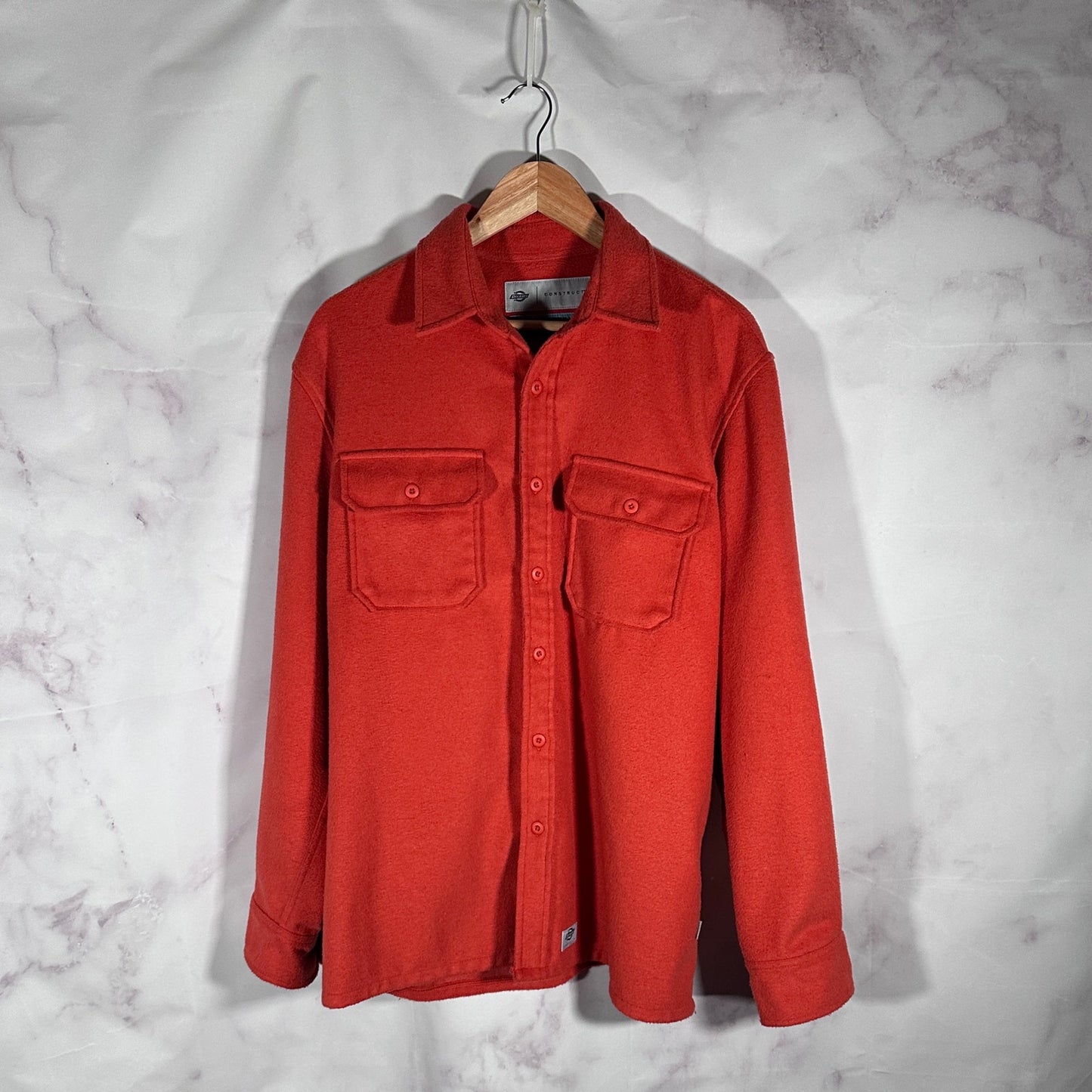 Dickies Construct Orange Fleece Button Up Shirt