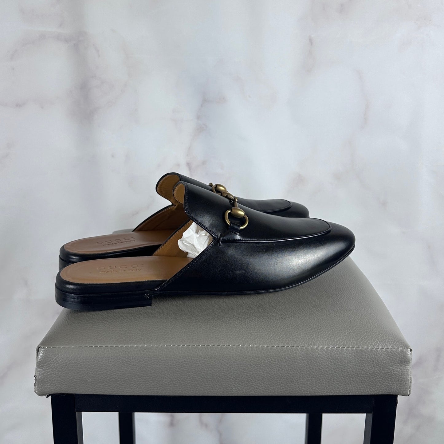 Gucci Princetown Black Leather Horsebit Mule