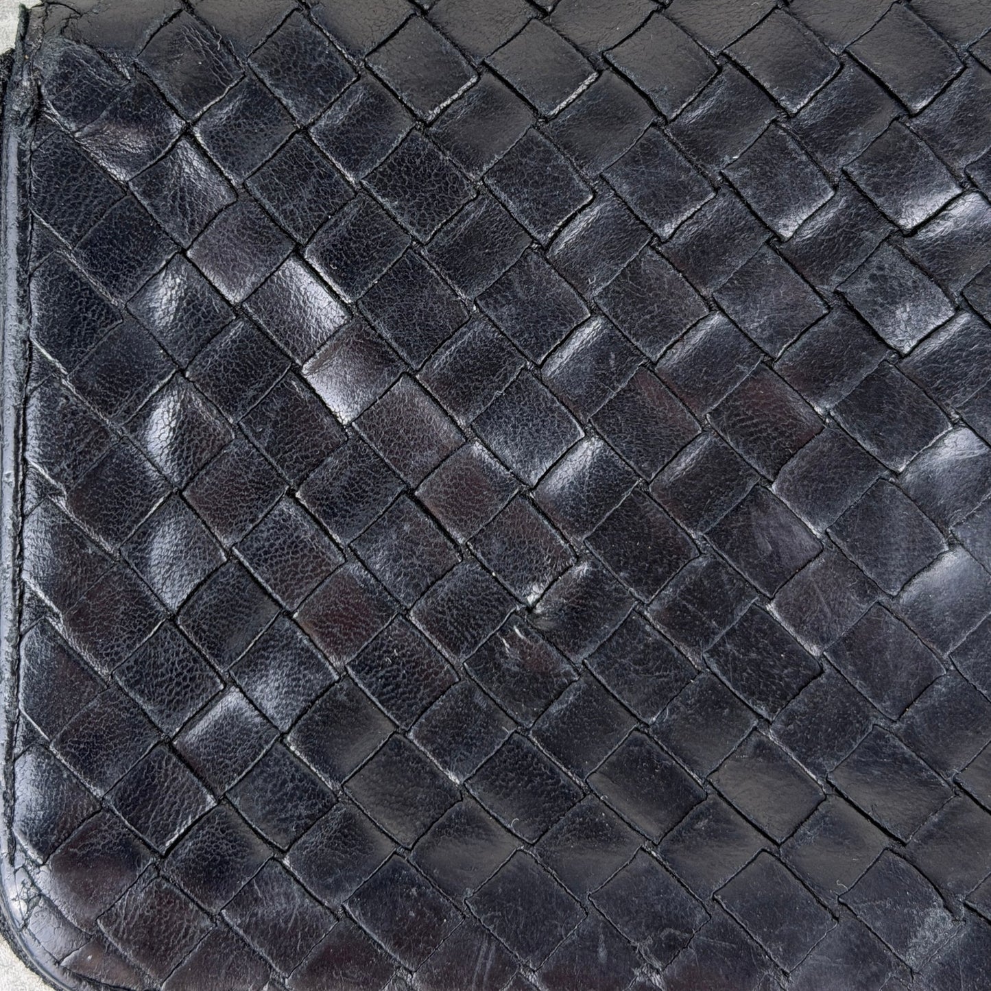 Bottega Veneta Intrecciato Leather Black Woven Long Zipper Wallet