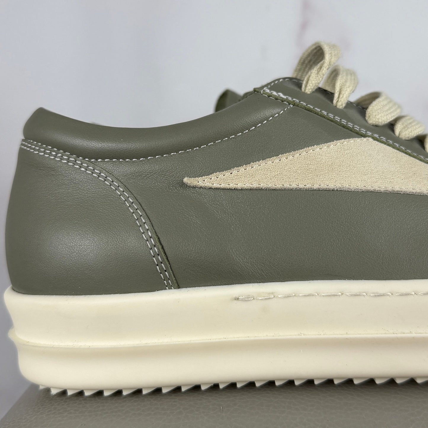 Rick Owens Leather Vintage Sneaks Celadon/Milk