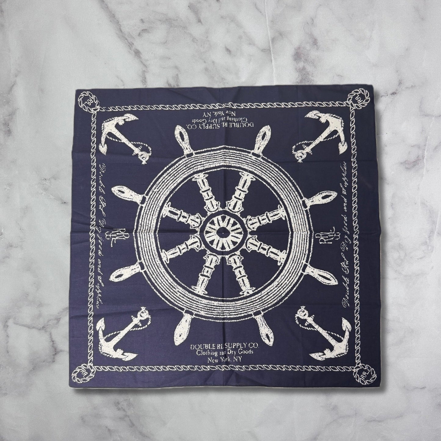 RRL Ship Wheel Indigo Bandana