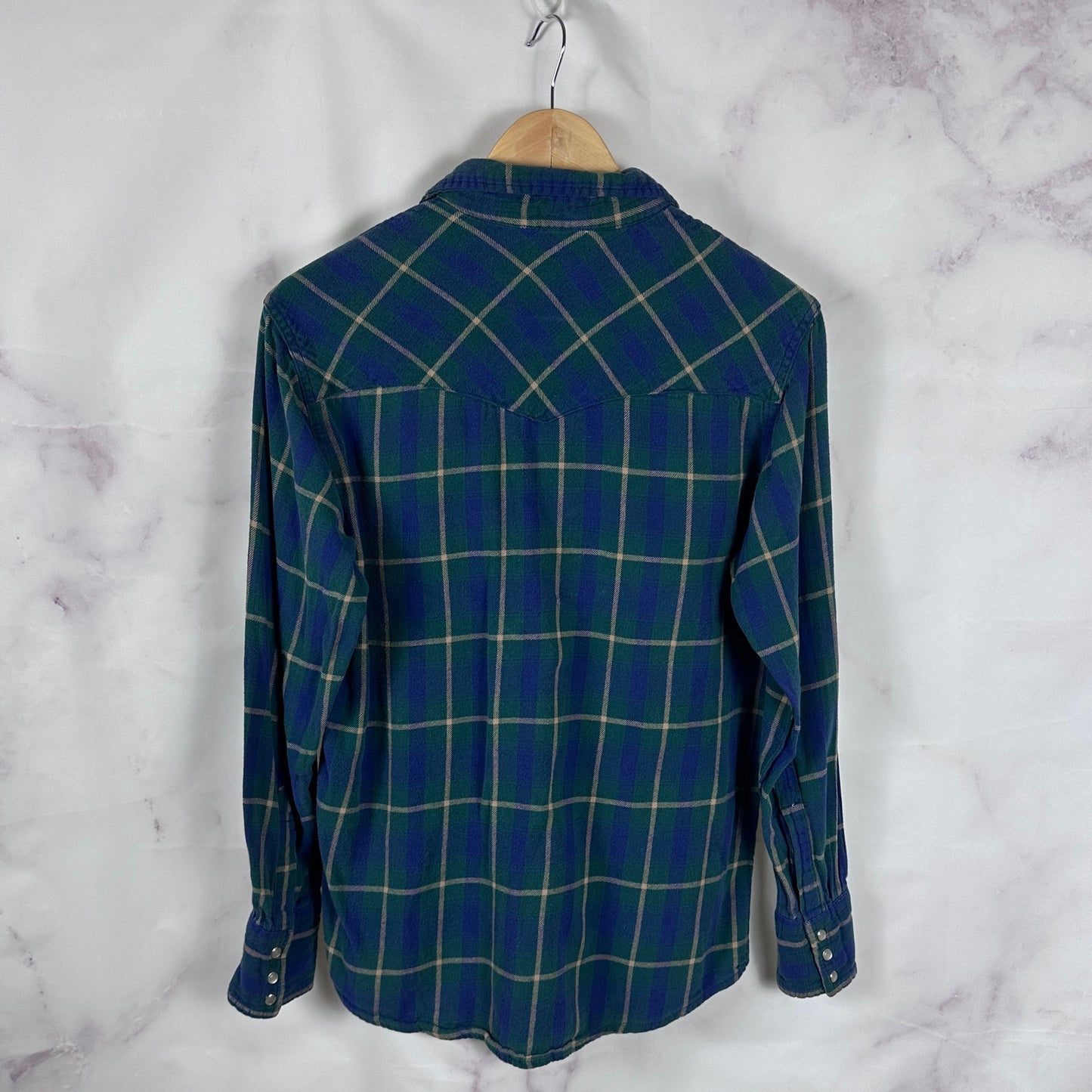 Vintage Blue/Green Plaid Western Flannel Shirt