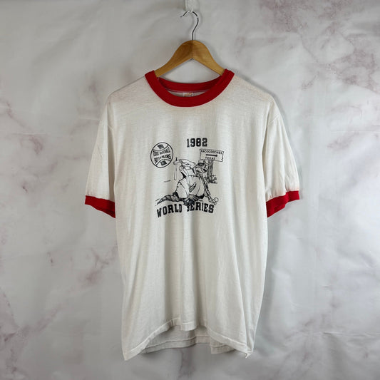 Vintage 1982 World Series White Red Ringer Tee