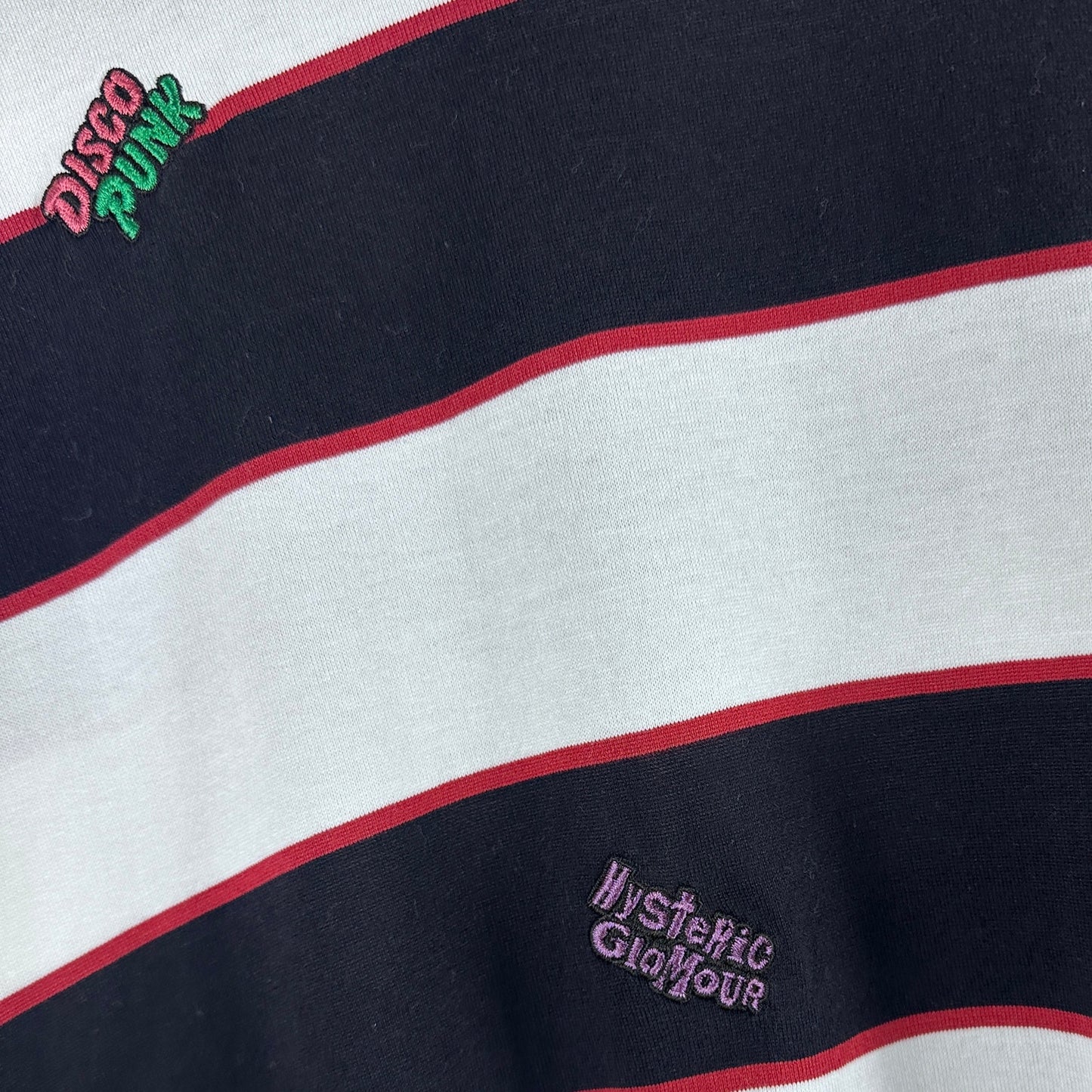 Hysteric Glamour Striped Embroidery Tee