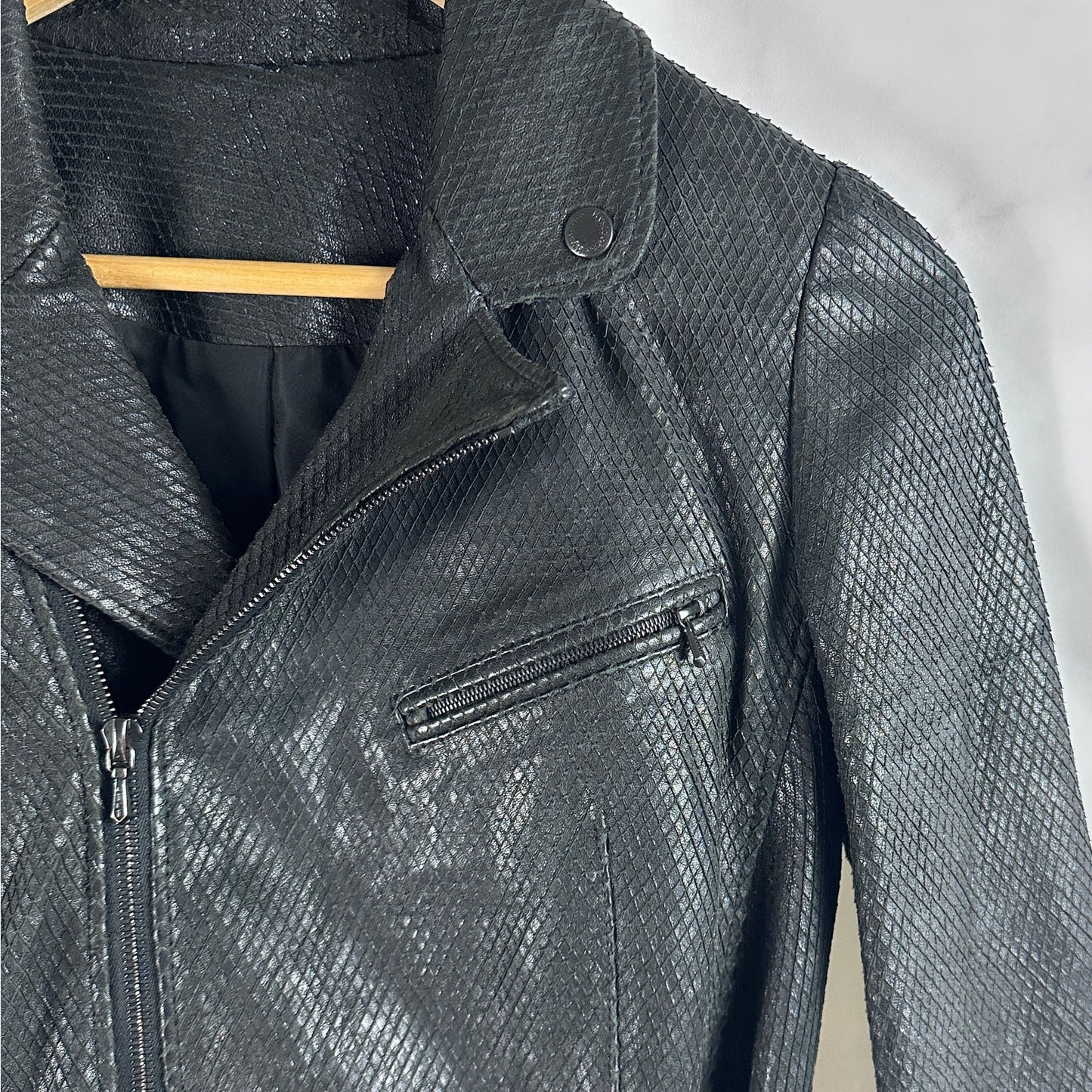 Hysteric Glamour Sheepskin Python Black Leather Riders Jacket