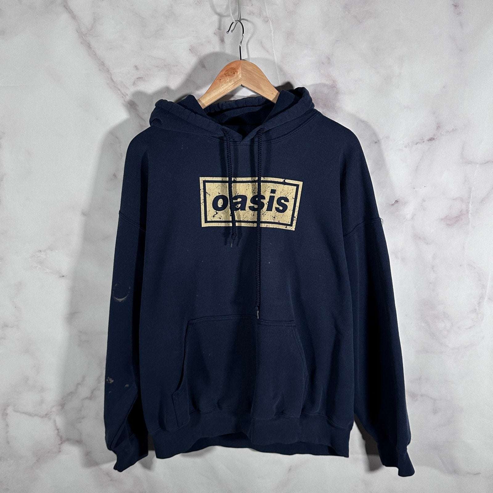 Oasis Y2K Navy Box Logo Hoodie