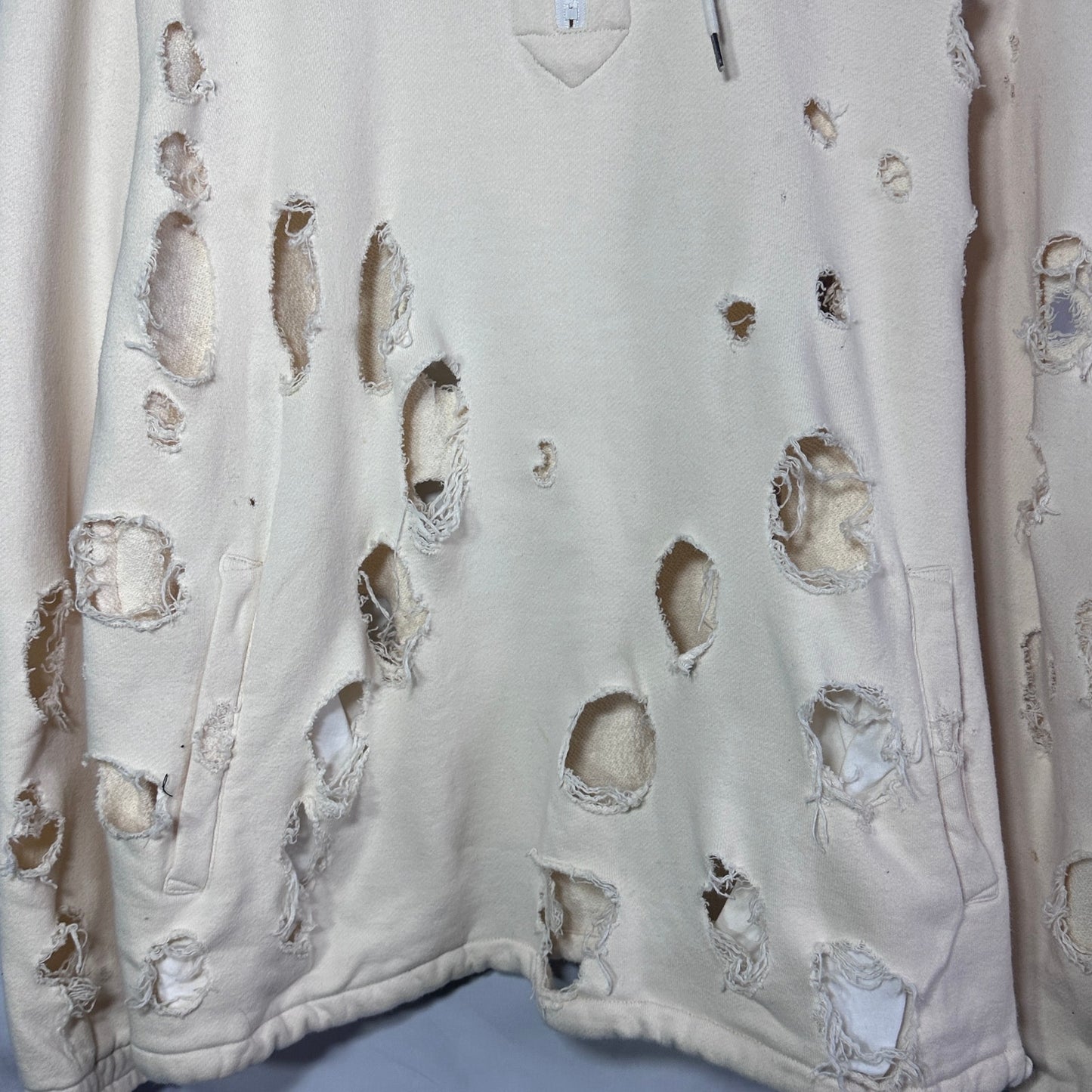 Anglasad Thrashed Cream Half-Zip Hoodie