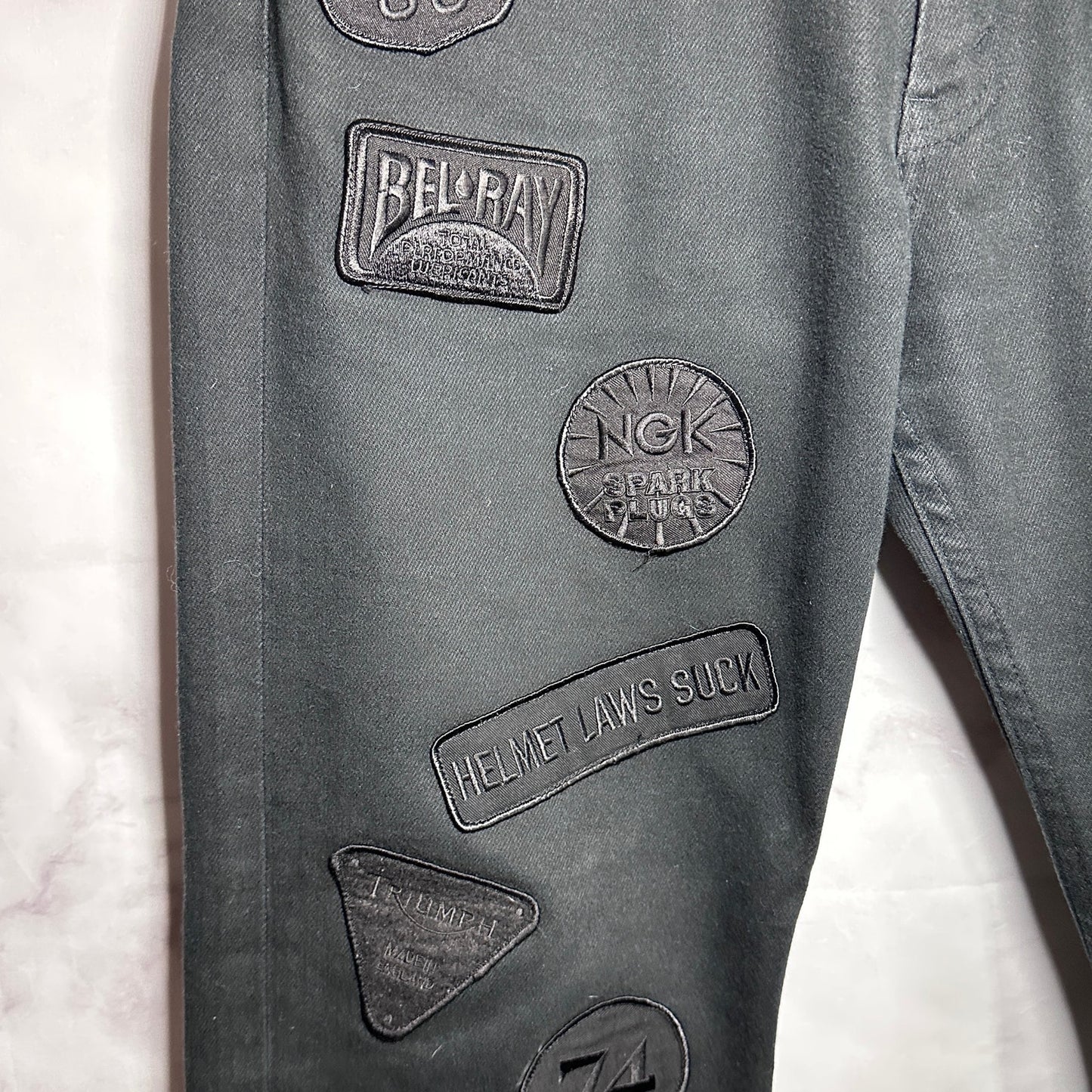 Comme des Garcons Junya Watanabe Man 2002 Black on Black Biker Patch Denim