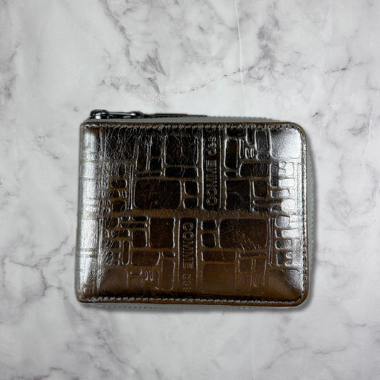 Comme des Garçons Embossed Metallic Leather Zipper Wallet