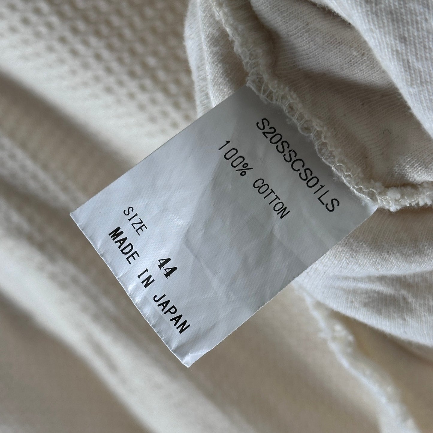 Soshiotsuki Asymmetrical Cream Waffle Thermal Longsleeve Shirt