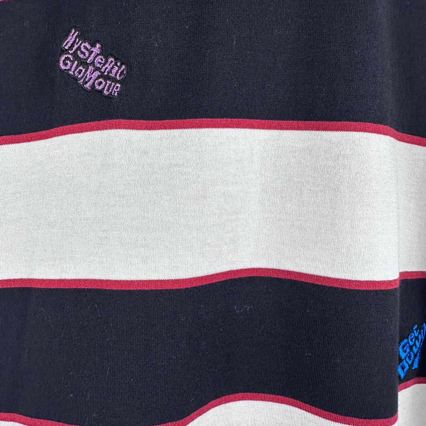 Hysteric Glamour Striped Embroidery Tee