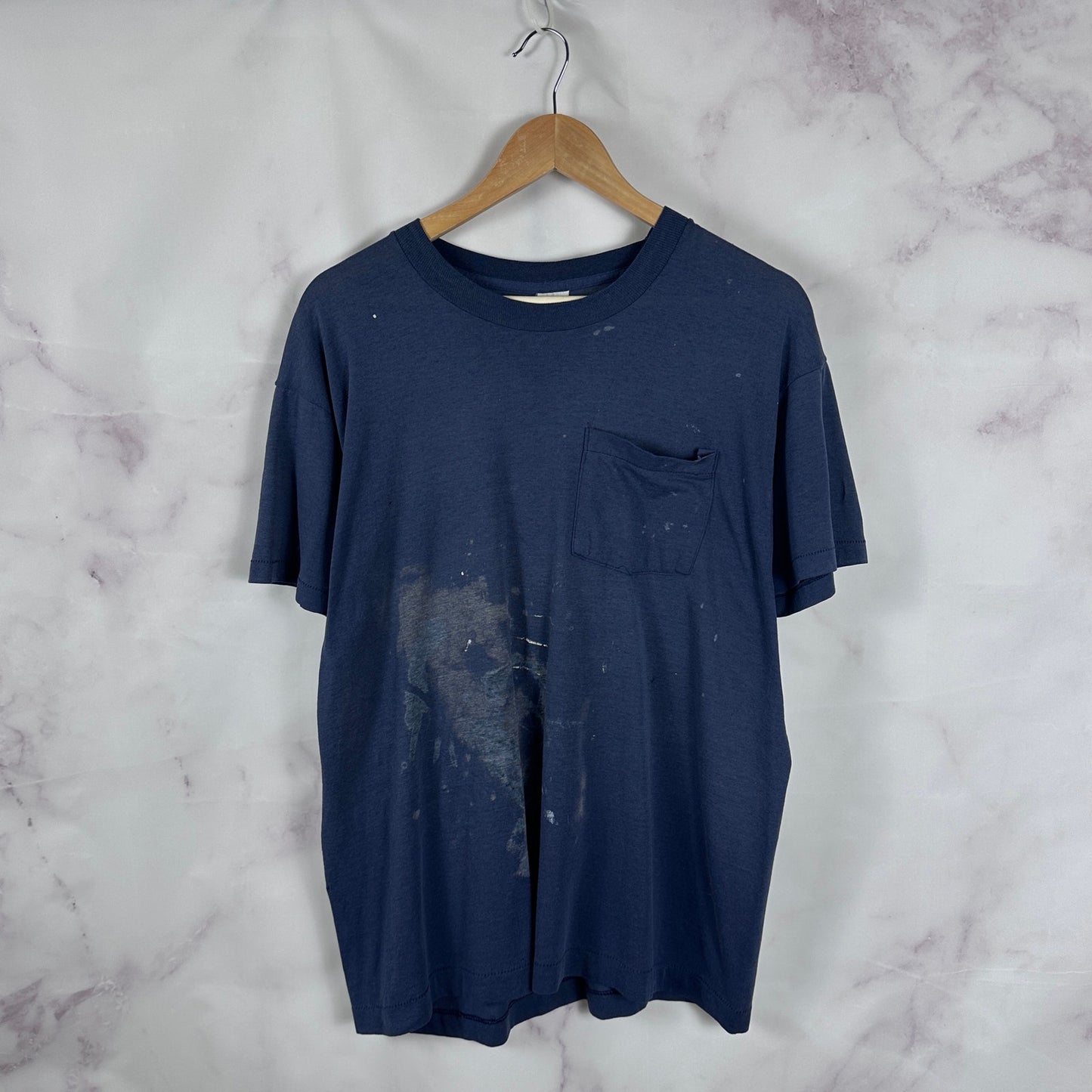 Vintage Thrashed Blue Pocket Tee