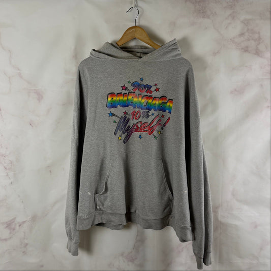 Balenciaga 90/10 Grey Distressed Hoodie