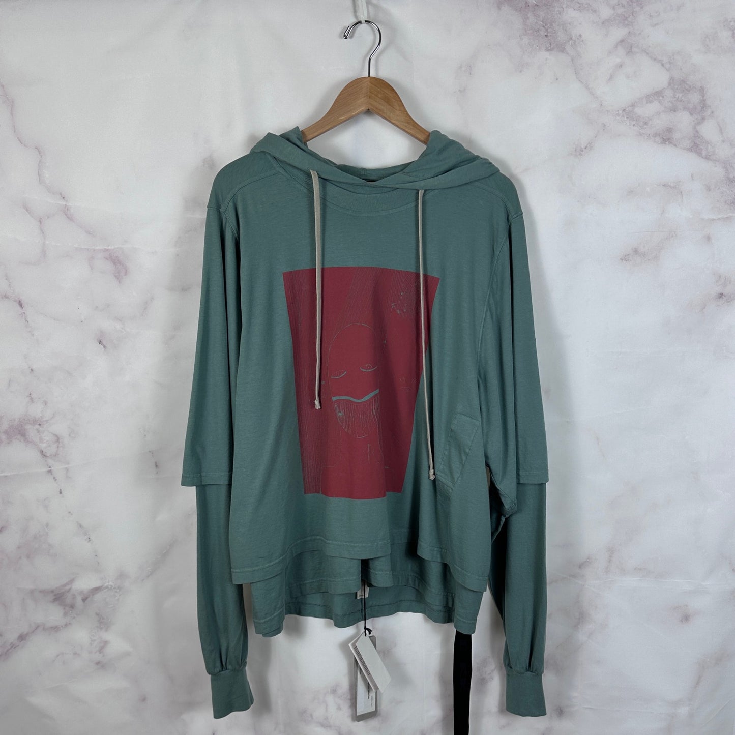 Rick Owens DRKSHDW Hustler Aqua Layered Hoodie