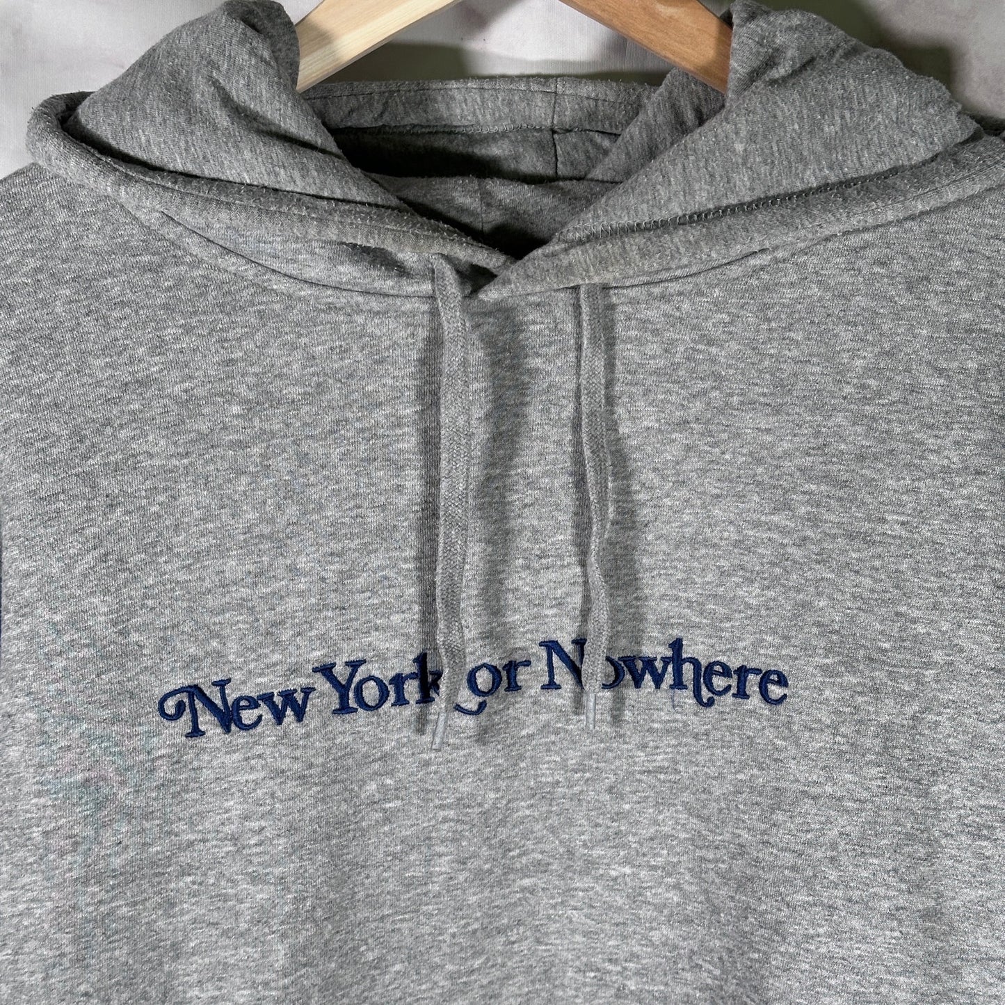 New York Or Nowhere Grey Text Hoodie