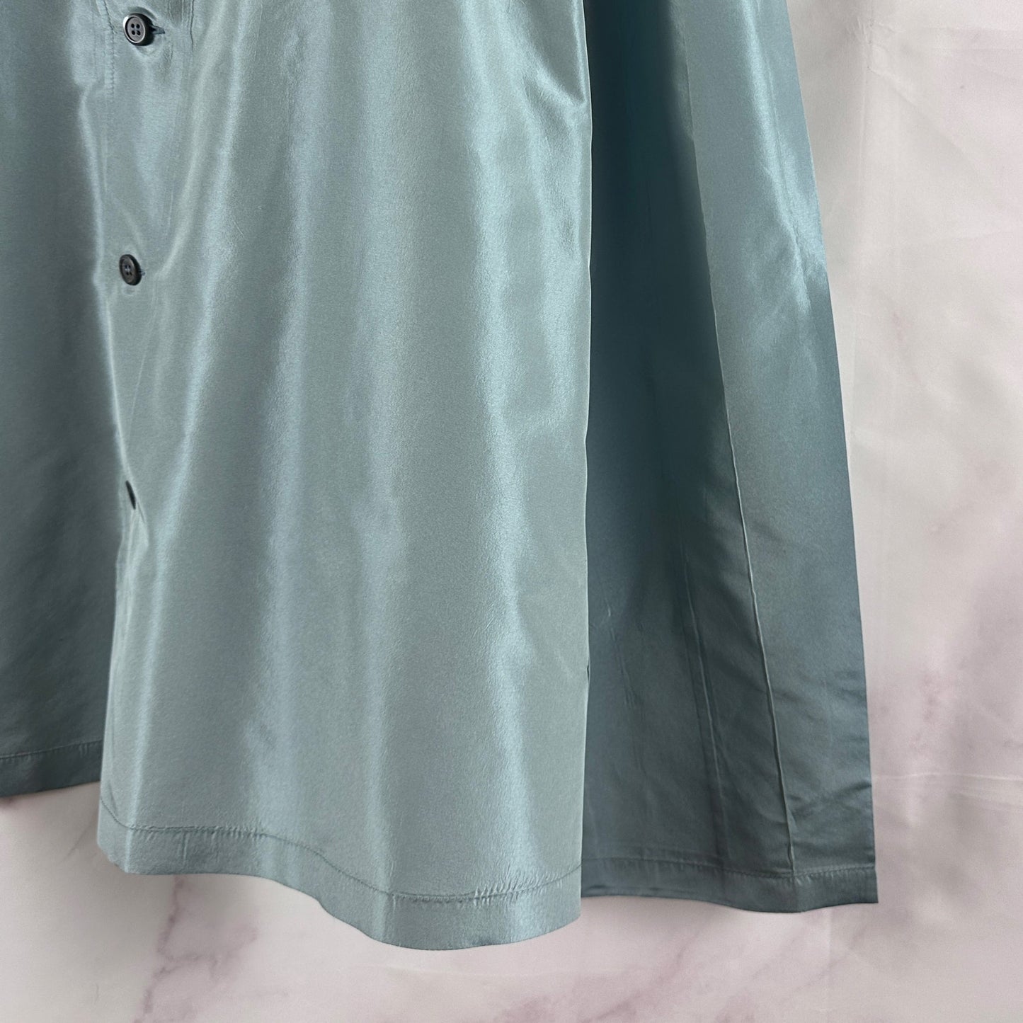 Prada A/W22 Blue Silk Printed Button-Up