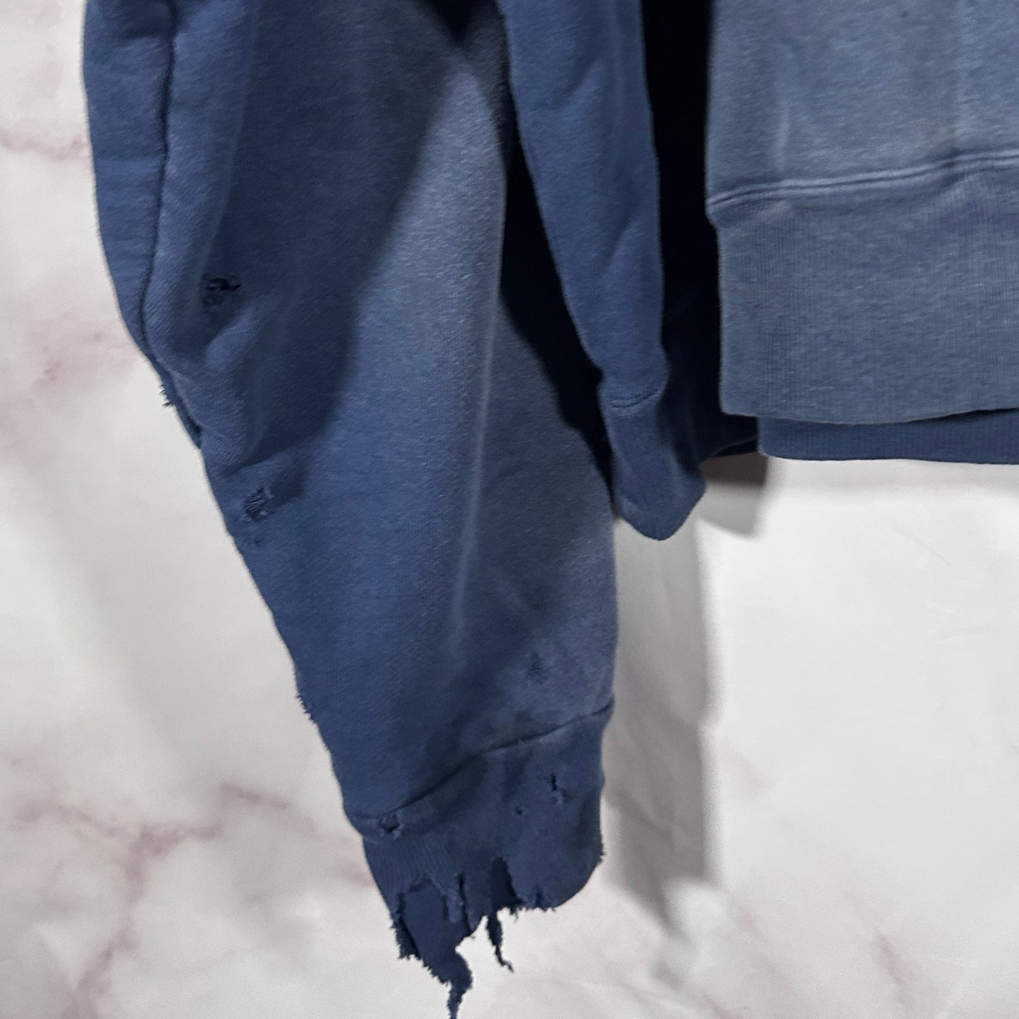 READYMADE Navy Double Face Distressed Hoodie
