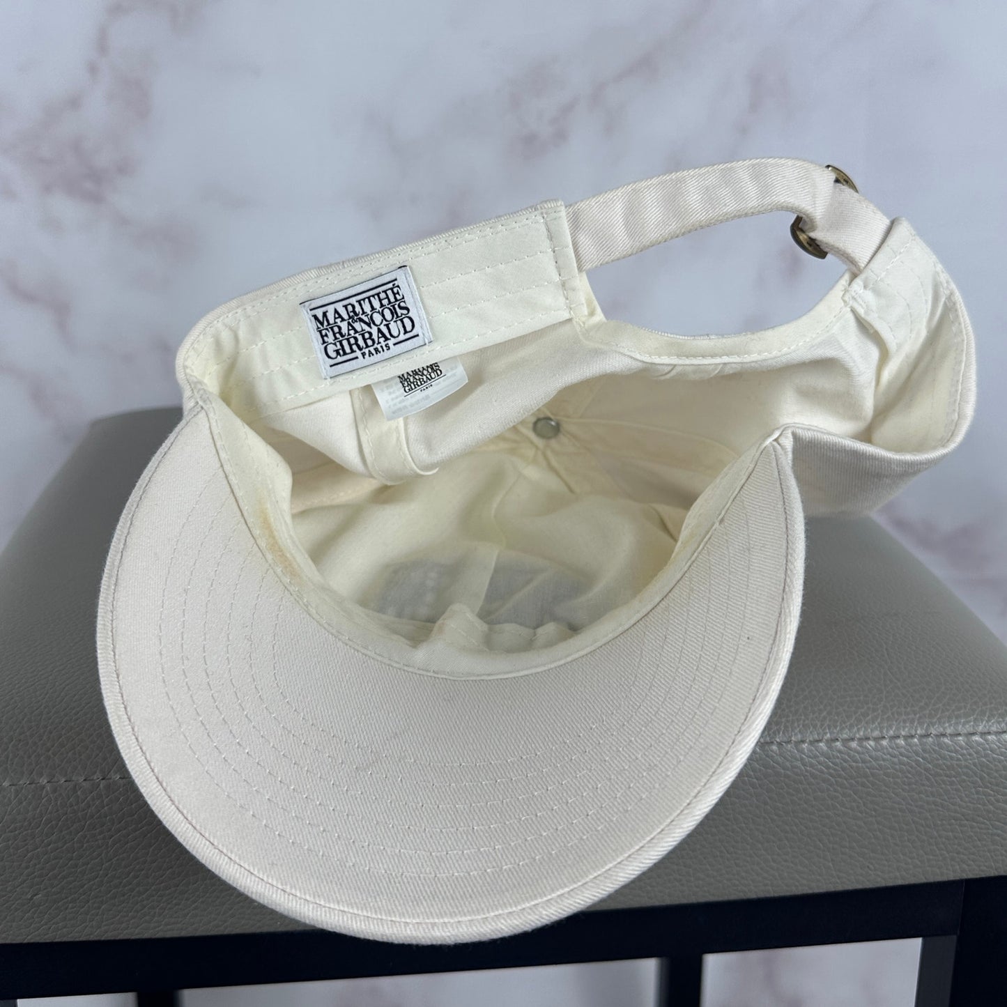 Marithe Francois Girbaud White Embroidered Dad Hat