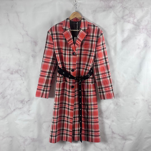 Acne Studios Red Belted Checked Coat