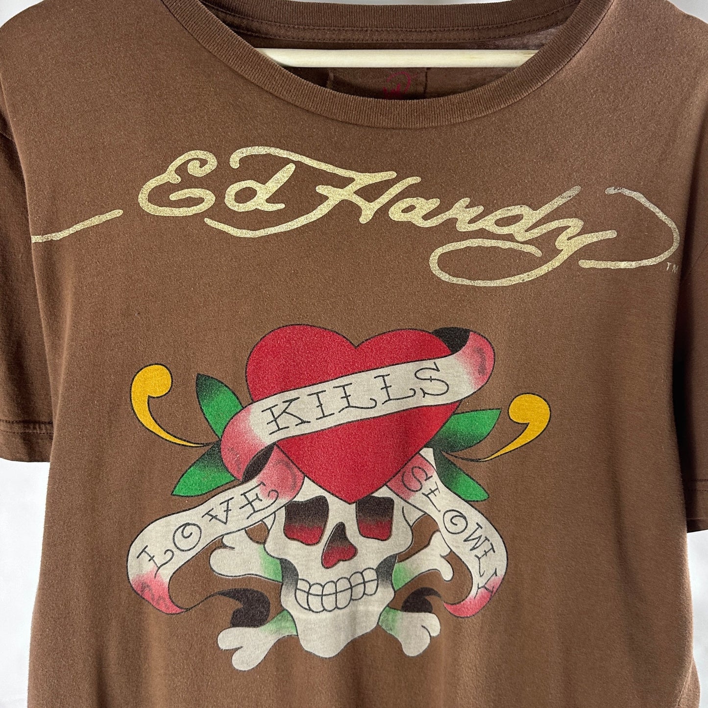Ed Hardy Brown Tattoo Graphic Tee