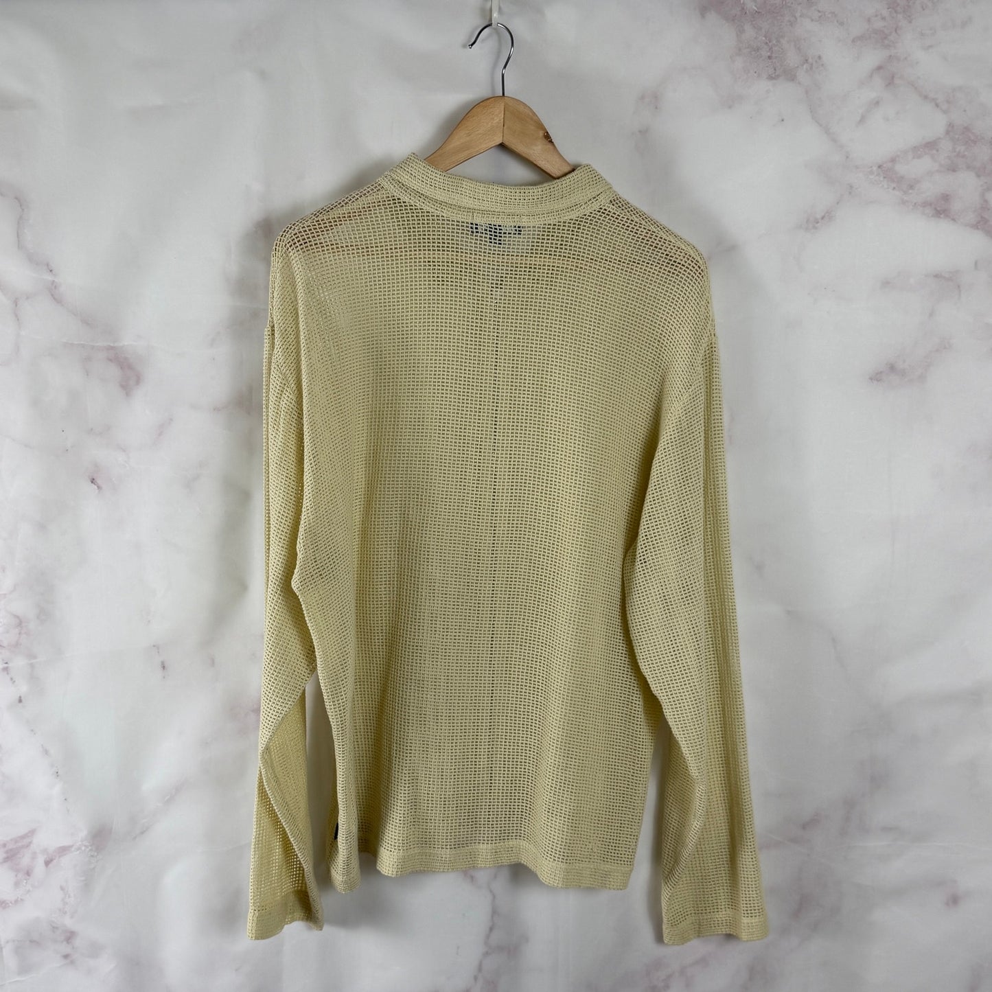 Stussy Cotton Mesh Cream Zip-Up Shirt