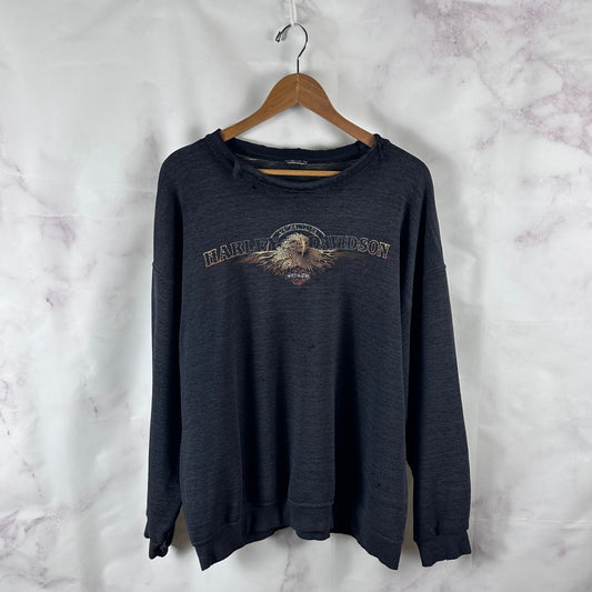 Vintage Harley-Davidson Thrashed Grey Crewneck