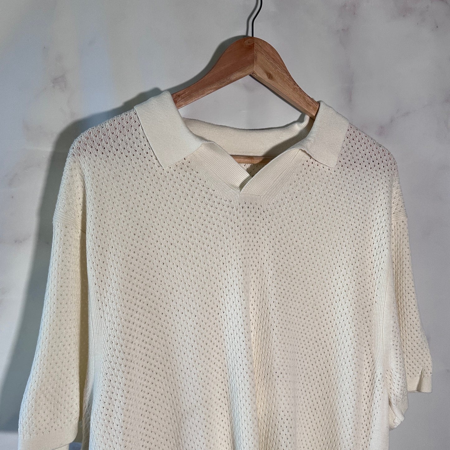 Reigning Champ Ivory Cotton Linen Victor Polo