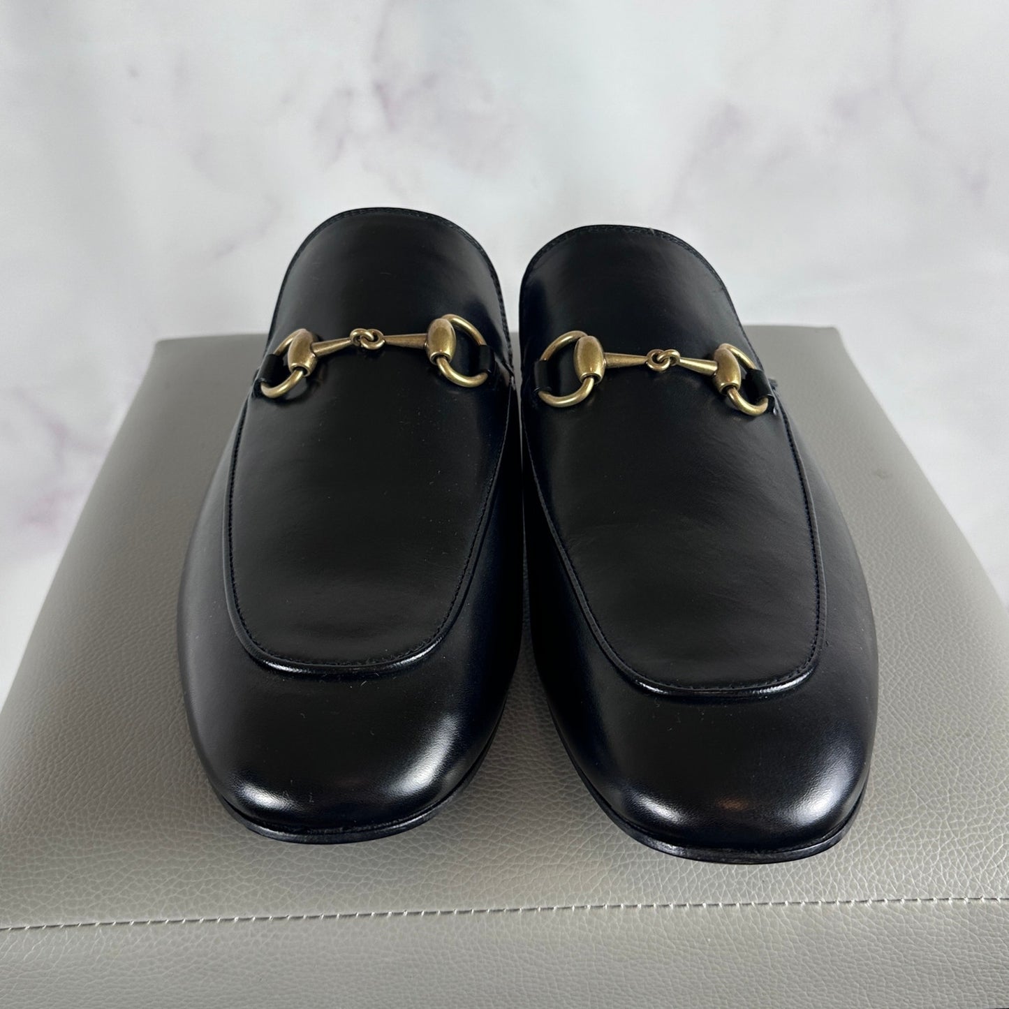 Gucci Princetown Black Leather Horsebit Mule