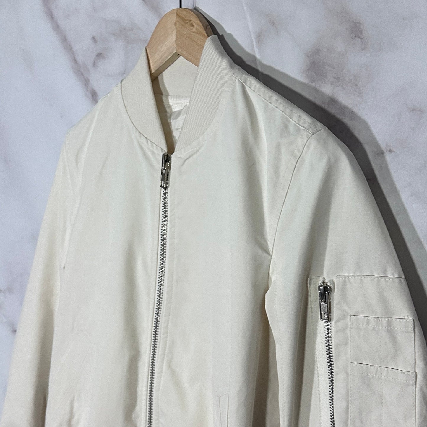 Rick Owens Cream Nylon Bomber