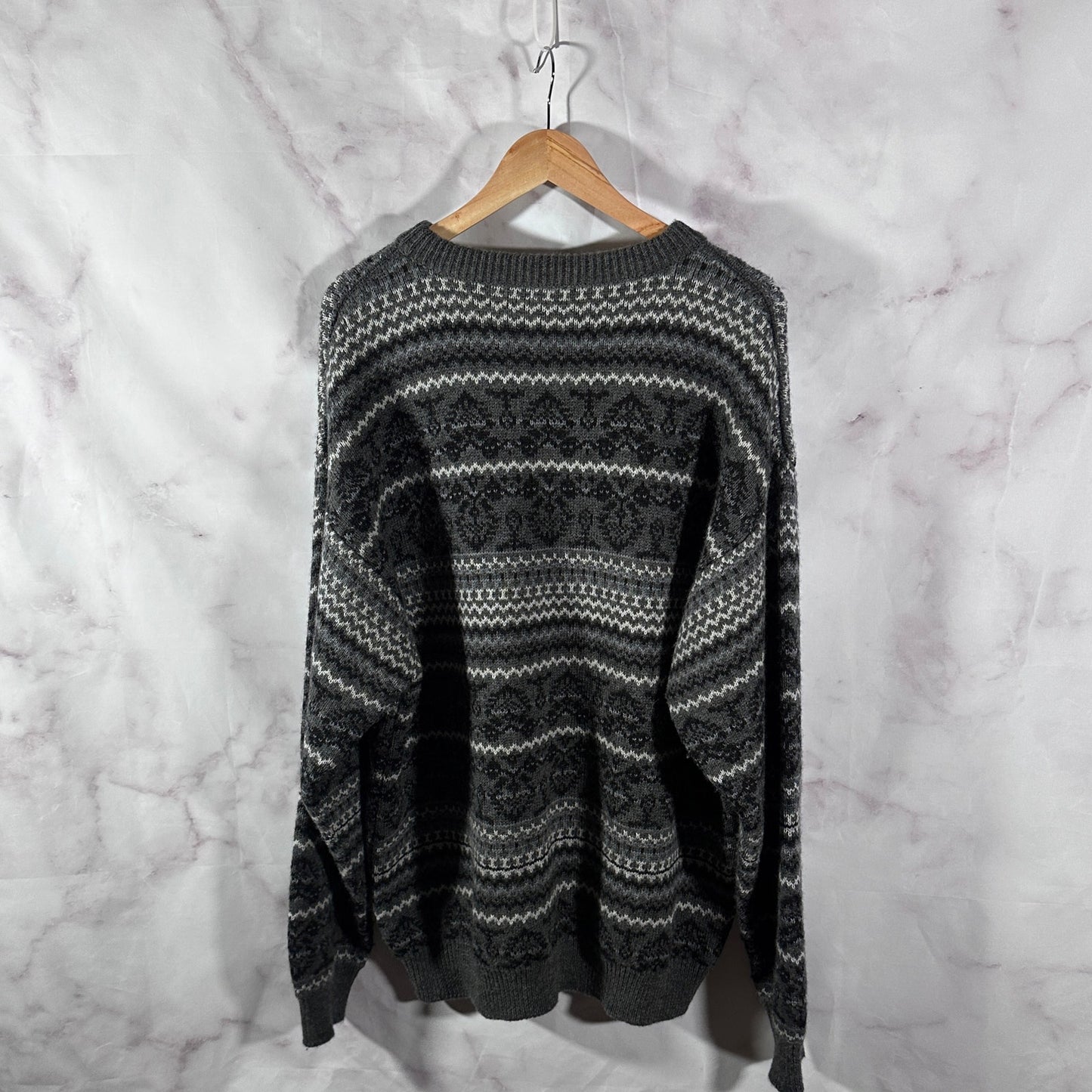 Balenciaga Grey Fair Isle Wool Sweater