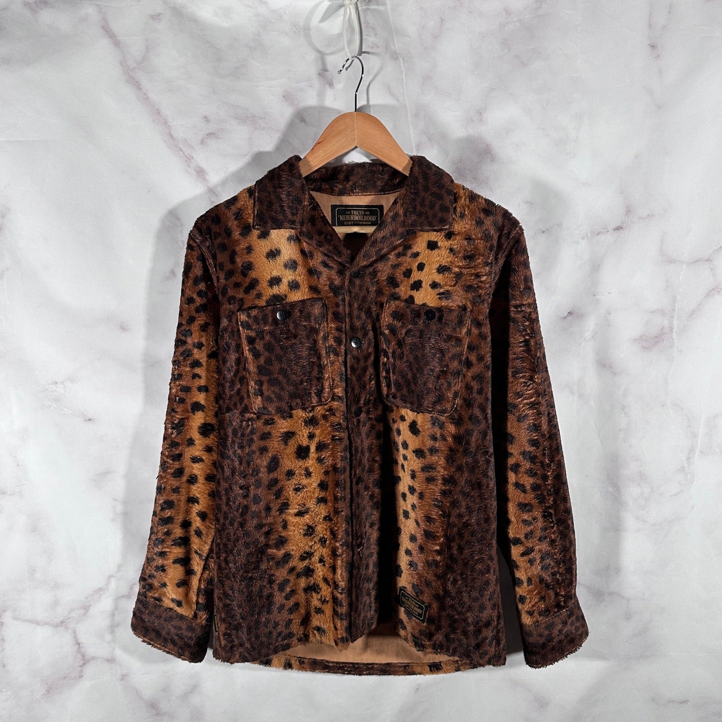 Neighborhood Leopard Print Faux Fur Shirt