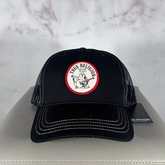 True Religion Black Embroidered Trucker Hat