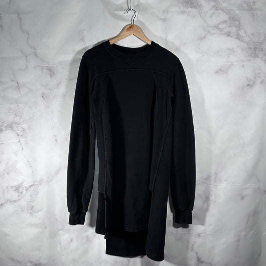 Rick Owens DRKSHDW Black Long Asymmetrical Crewneck