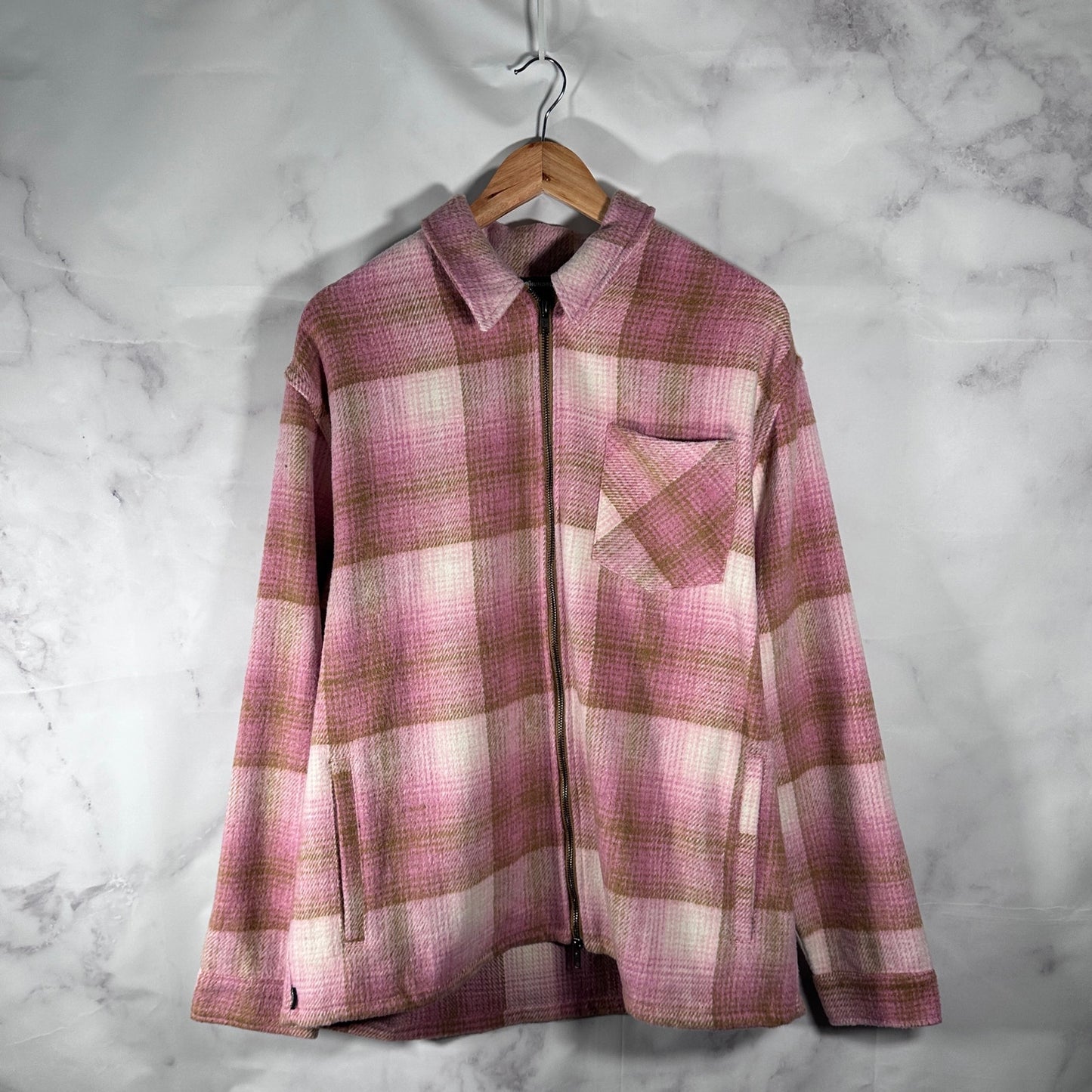 The Hundreds Pink/Brown Don Plaid Woven Flannel Overshirt