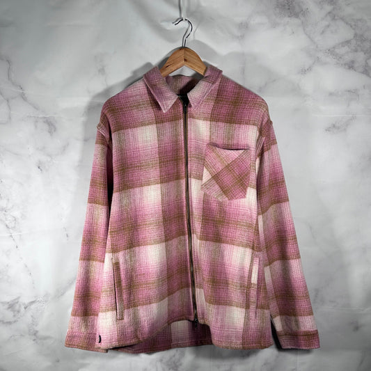 The Hundreds Pink/Brown Don Plaid Woven Flannel Overshirt