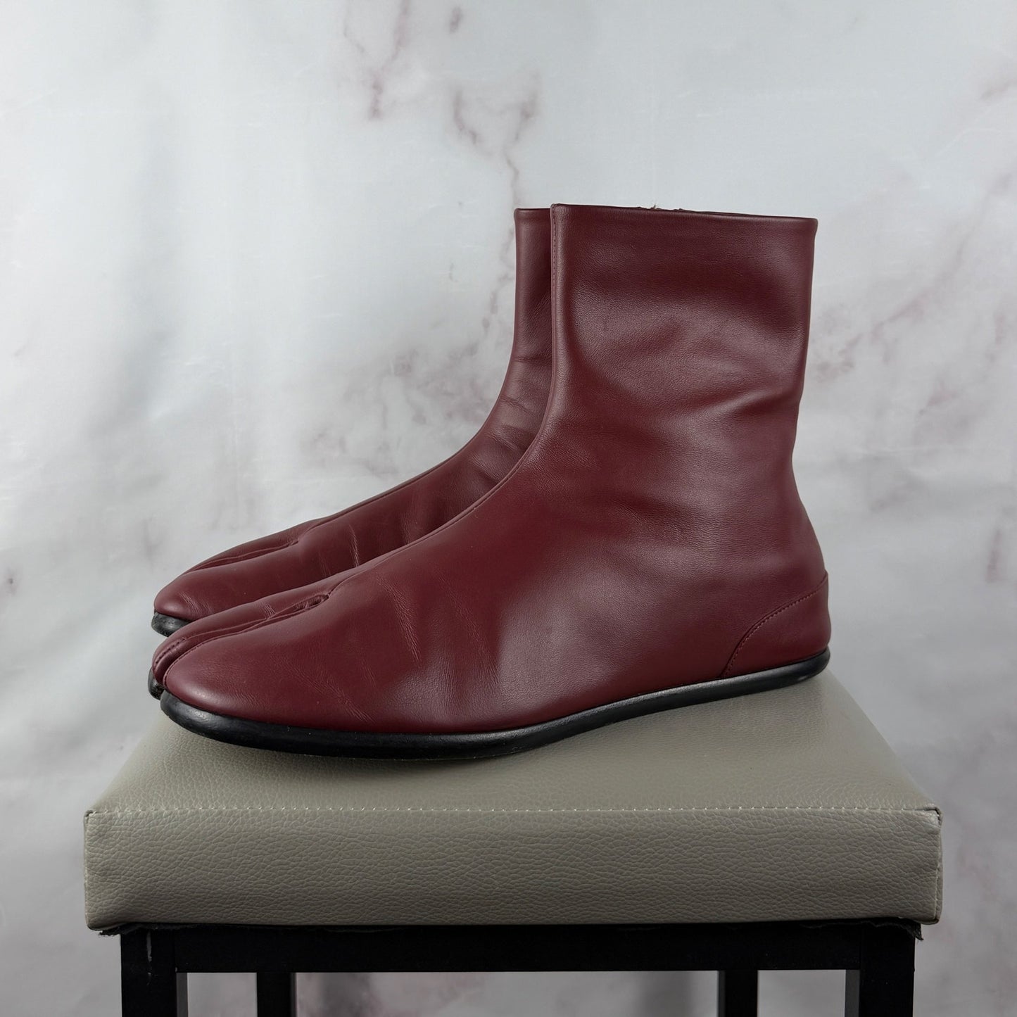 Maison Margiela Red Flat Tabi Ankle Boots