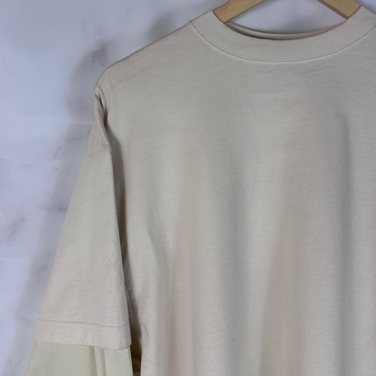 Balenciaga F/W22 Hybrid Layered Cream Longsleeve Shirt