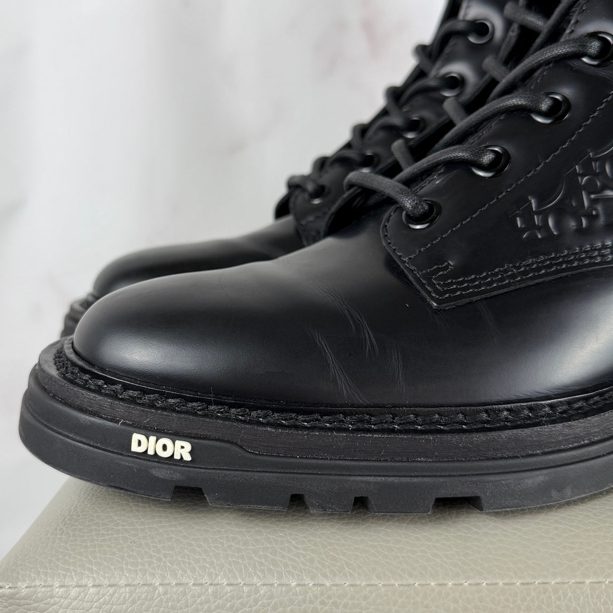 Dior Explorer 2 Black Embossed Oblique Leather Boots