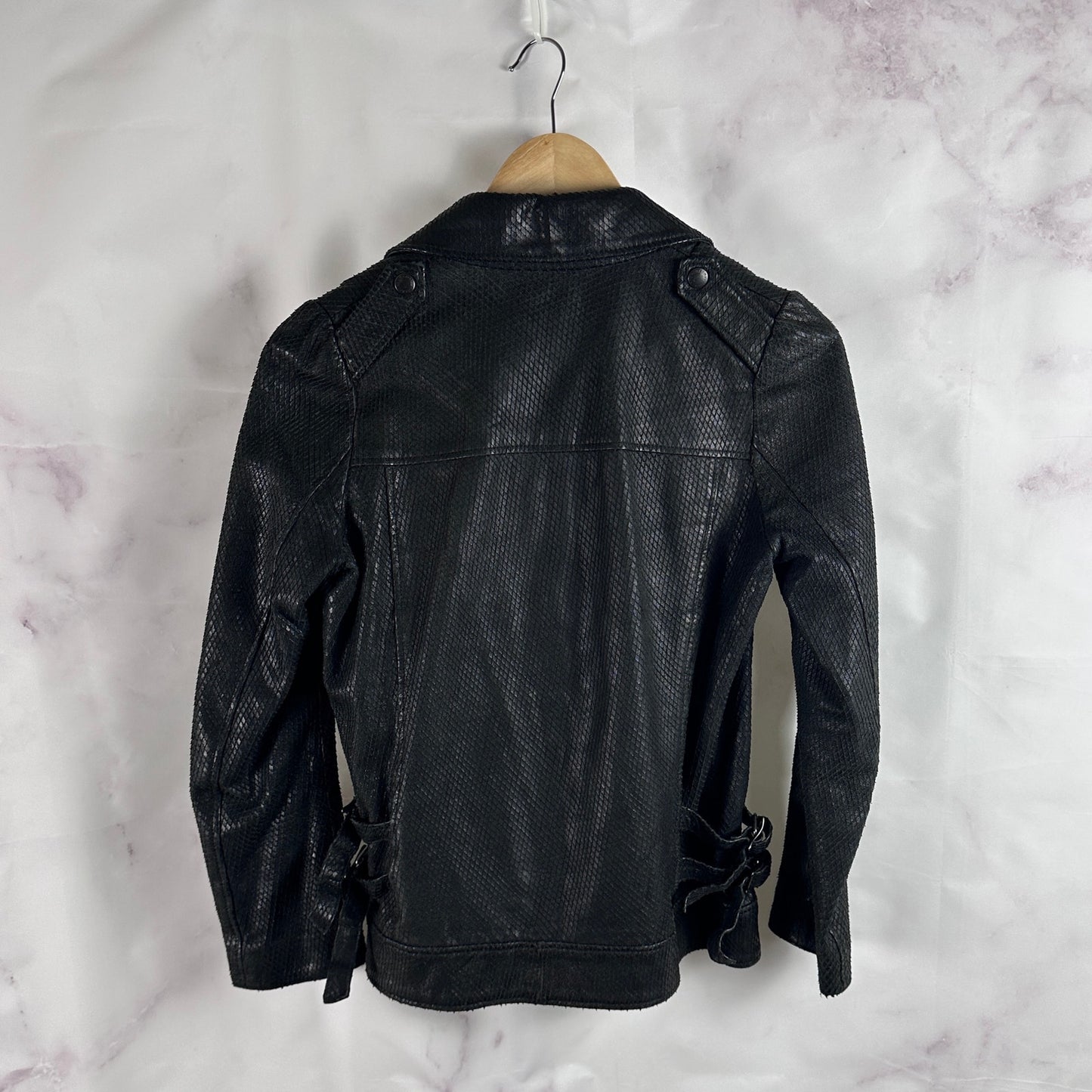 Hysteric Glamour Sheepskin Python Black Leather Riders Jacket