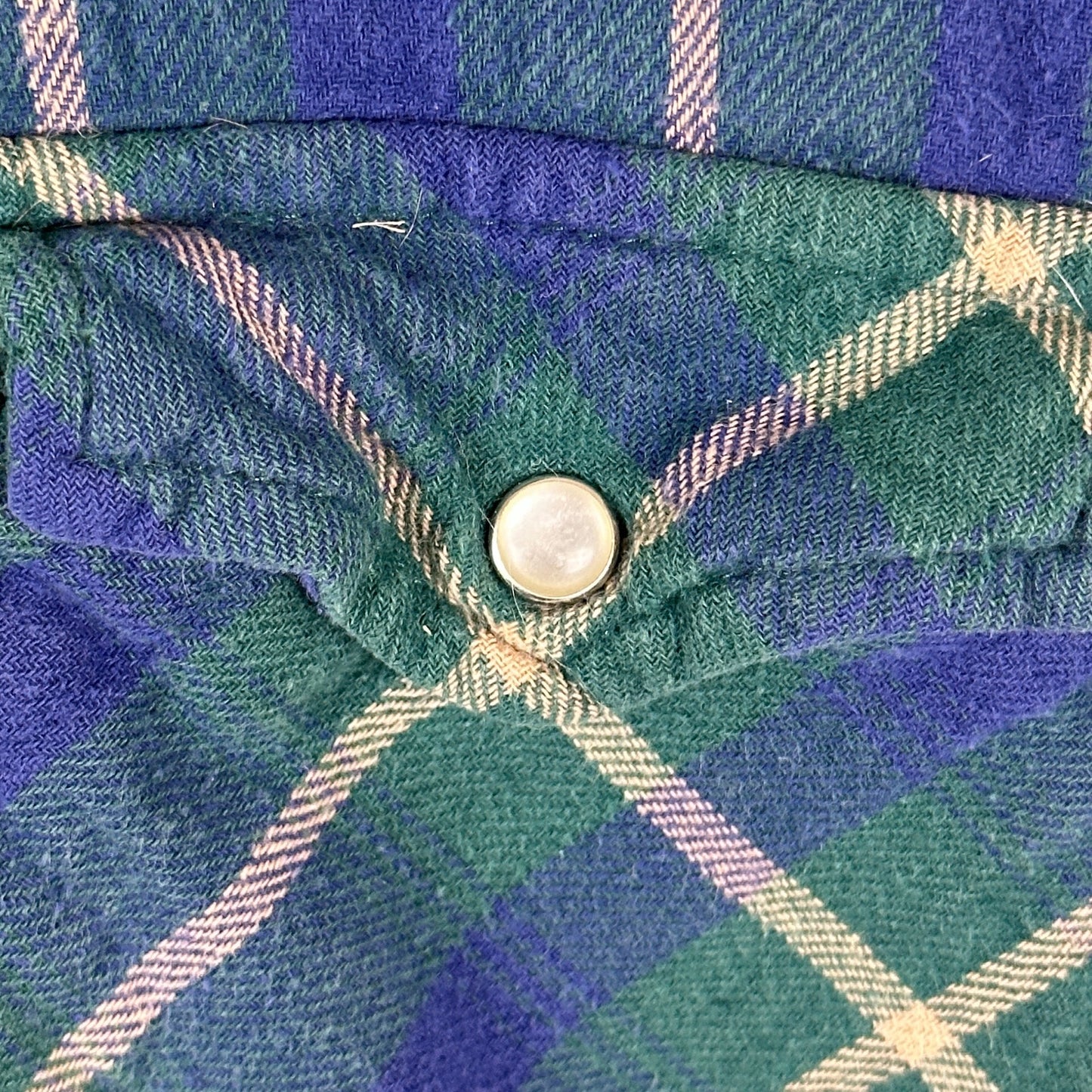 Vintage Blue/Green Plaid Western Flannel Shirt