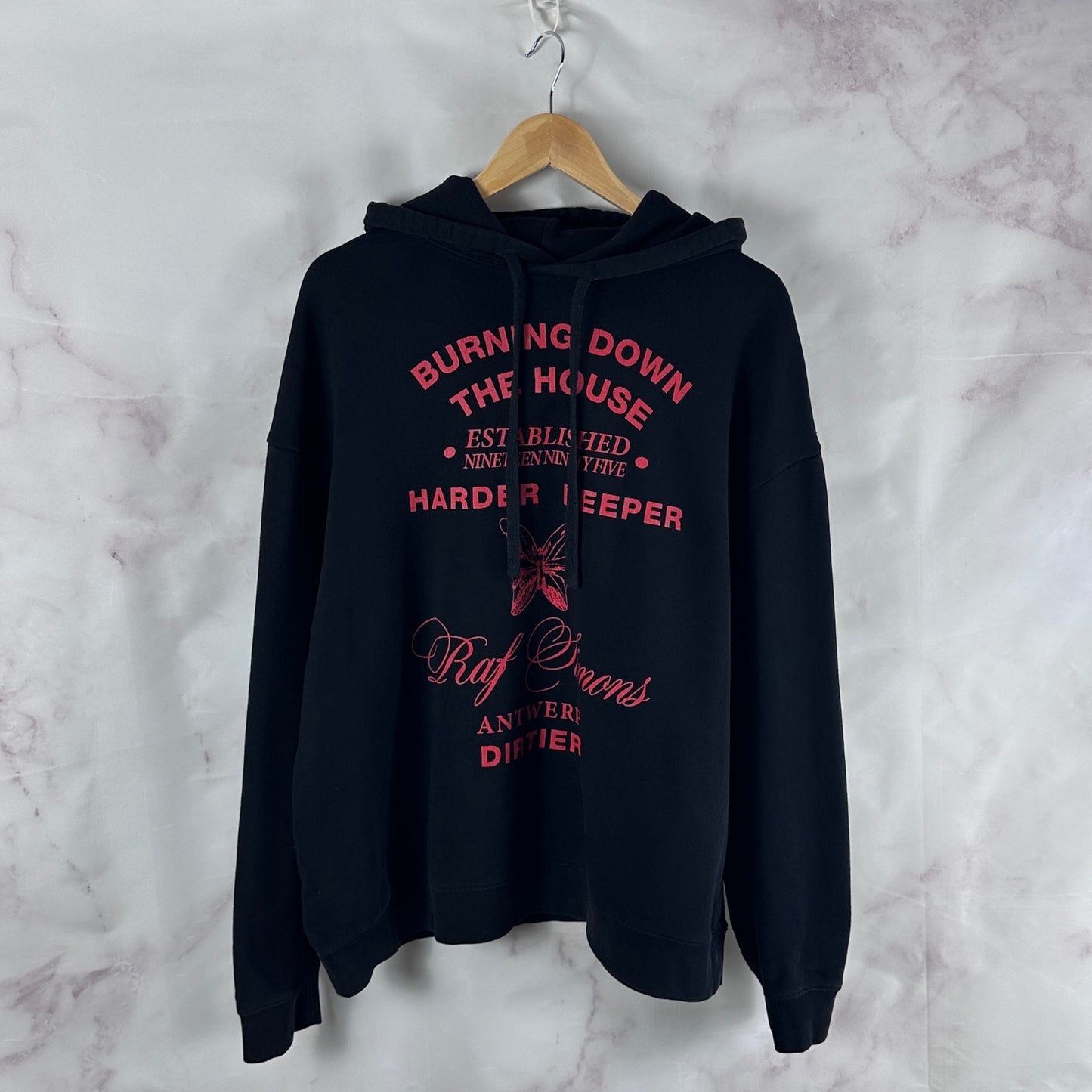 Raf Simons A/W19 'Burning Down The House' Black/Red Hoodie