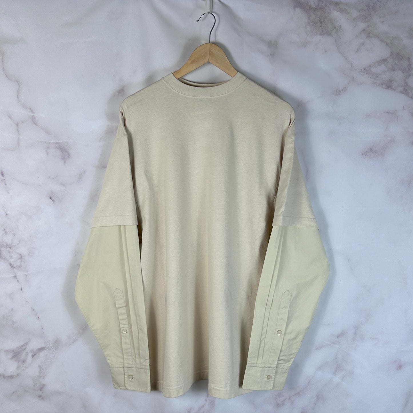 Balenciaga F/W22 Hybrid Layered Cream Longsleeve Shirt