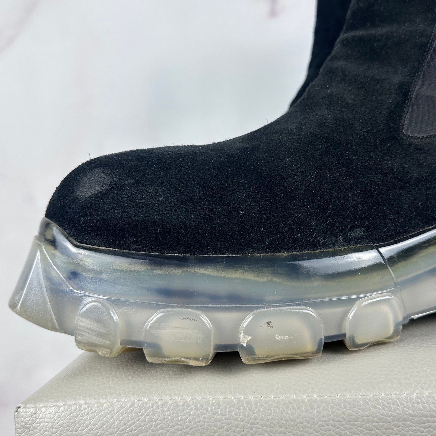 Rick Owens Black Suede Bozo Beatle Tractor Boot