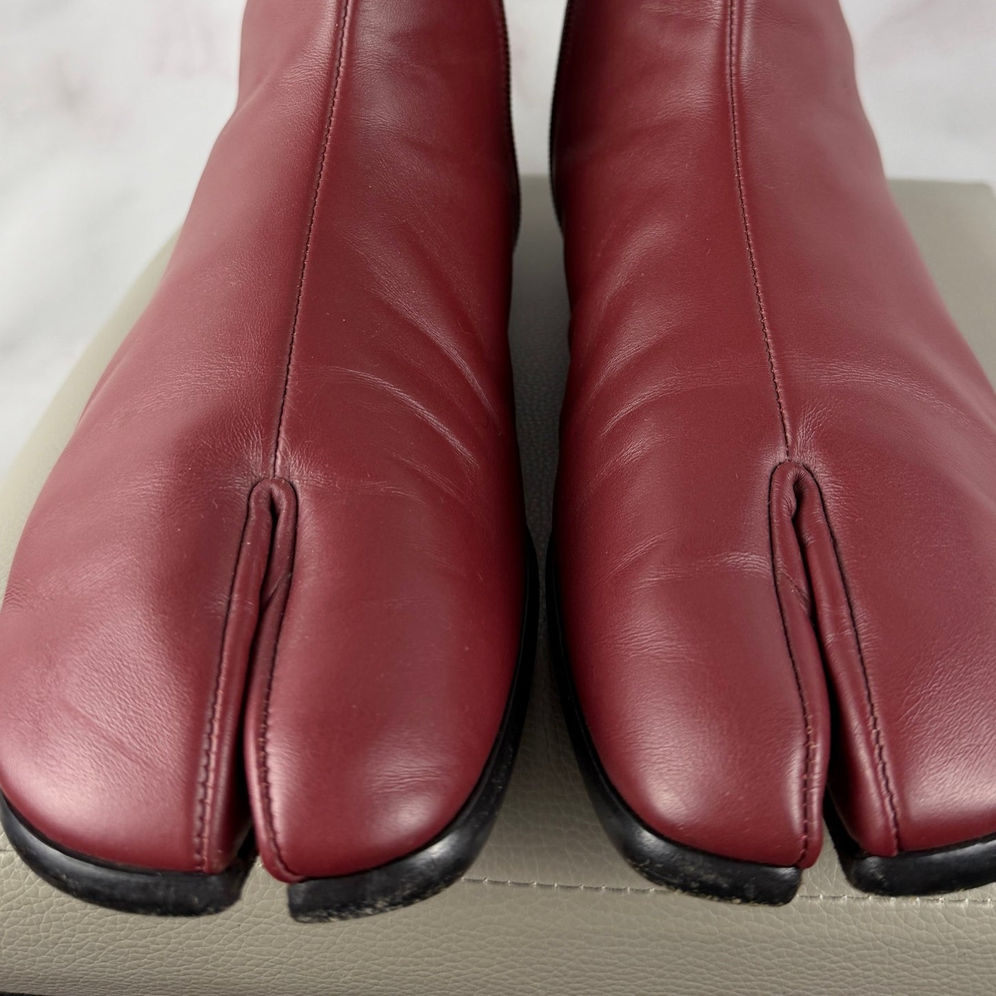 Maison Margiela Red Flat Tabi Ankle Boots