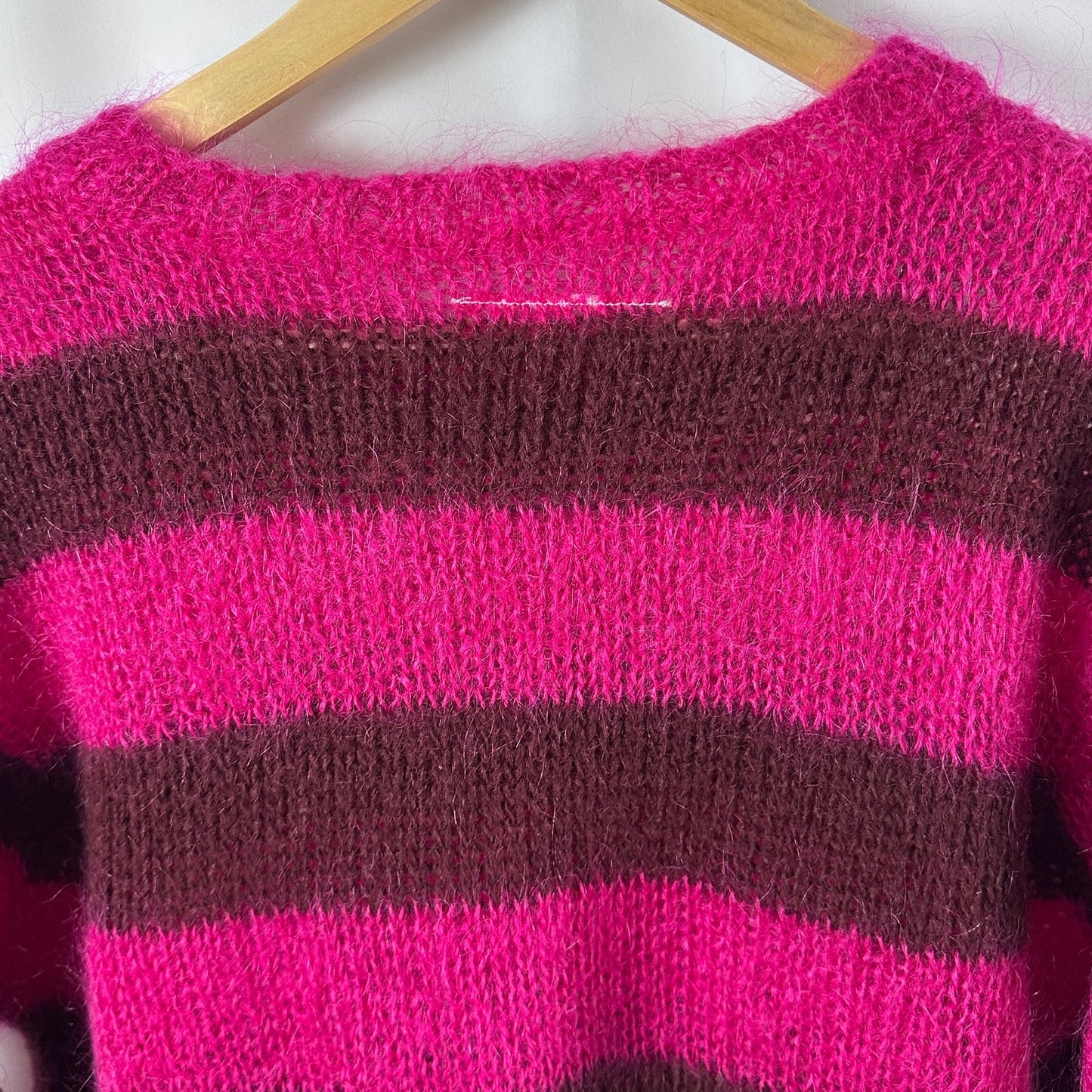 Maison Margiela Miss Deanna Pink Striped Mohair Sweater